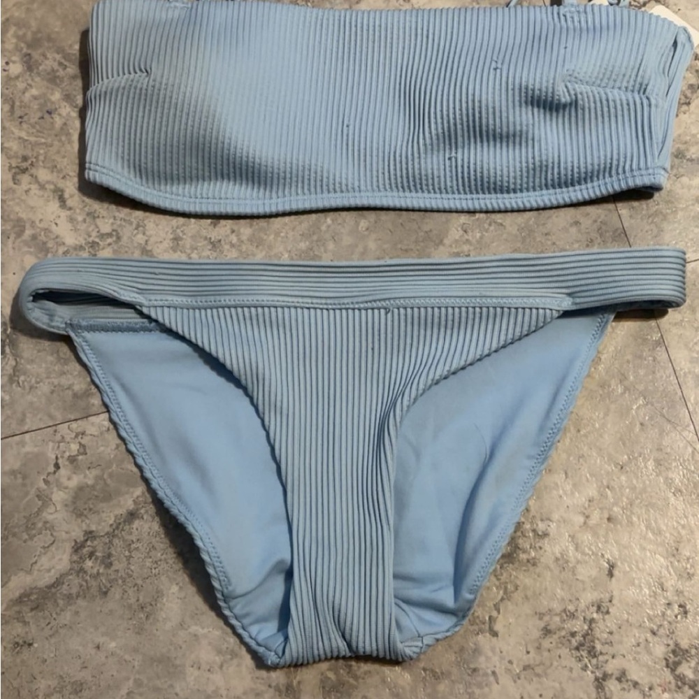 American Eagle Outfitters Light Blue Ribbed Bikini